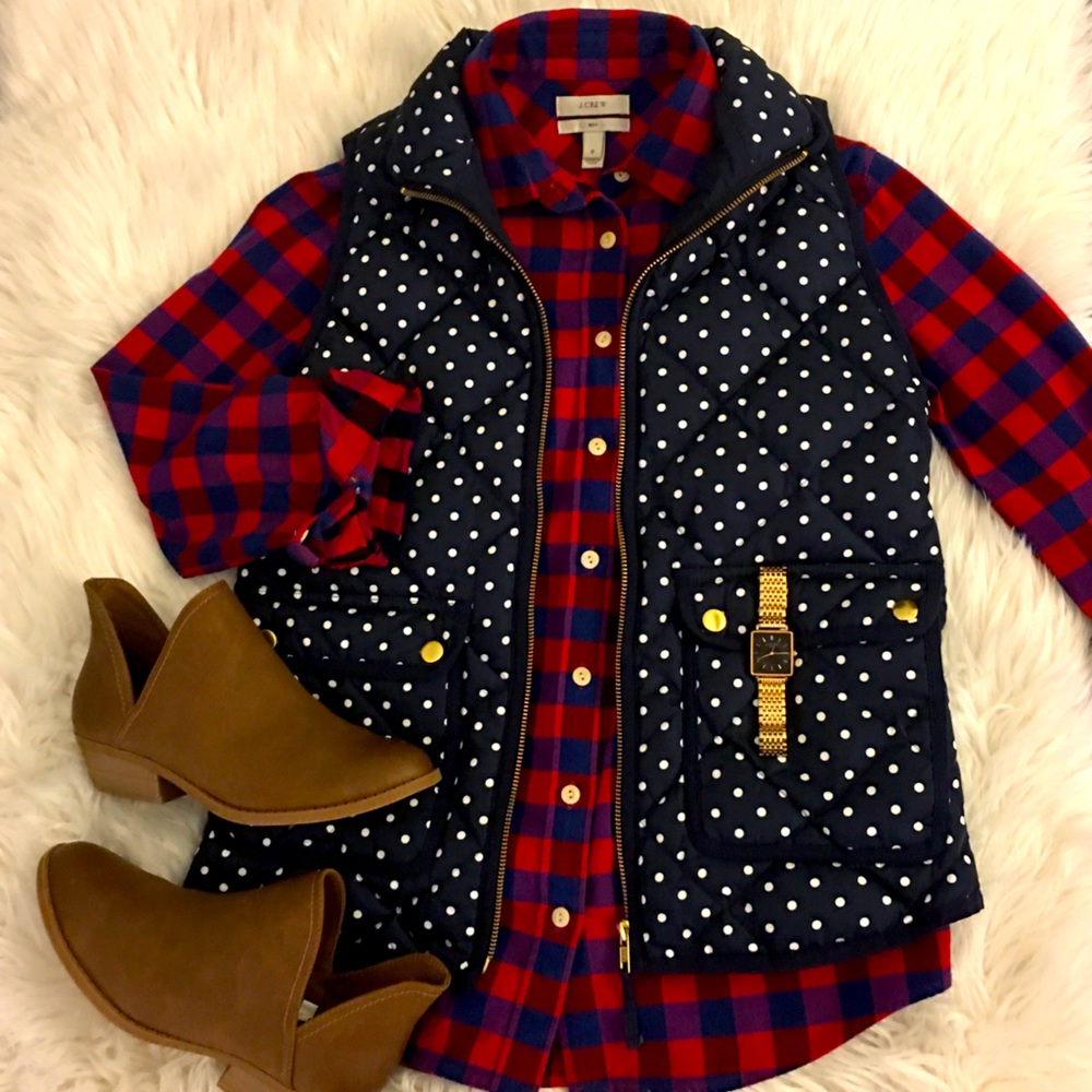 J. Crew | polka dot | excursion | quilted vest - Picture 1 of 13